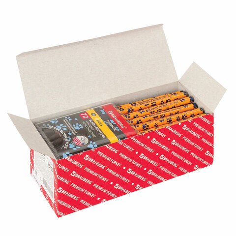 Карандаш чернографитный BRAUBERG "PREMIUM TURKEY", 1 шт., "Paws", НВ, ассорти, дисплей, 181566