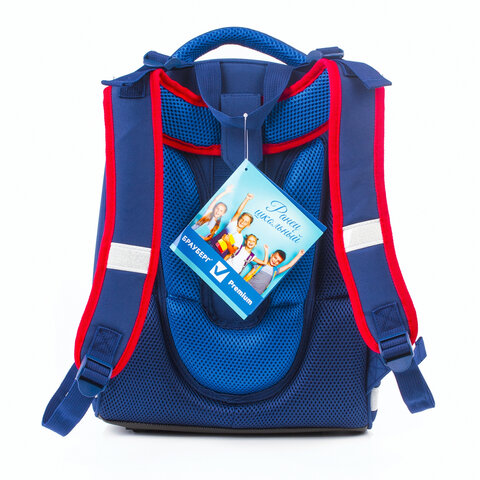 Ранец BRAUBERG PREMIUM, 2 отделения, с брелоком, дополнительный объем, для мальчиков, "Гоночный клуб", 38х29х18 см, 227819