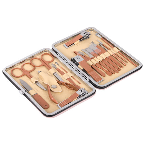 Универсальный набор для маникюра и педикюра 18 в 1 в футляре, STANDARD, розовый, WBZ (ВБЗ), 609488