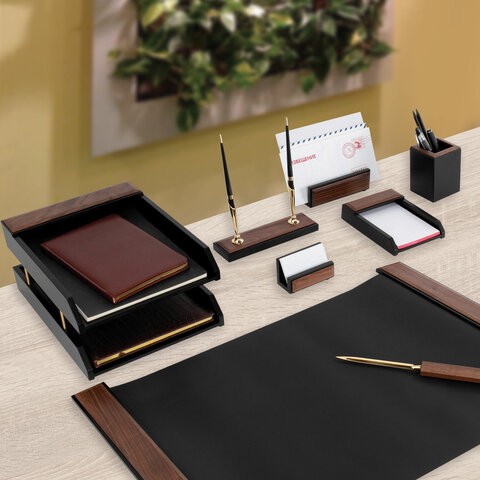 Набор настольный GALANT "Sirius" из дерева, 8 предметов, цвет "орех/чёрный", 238161