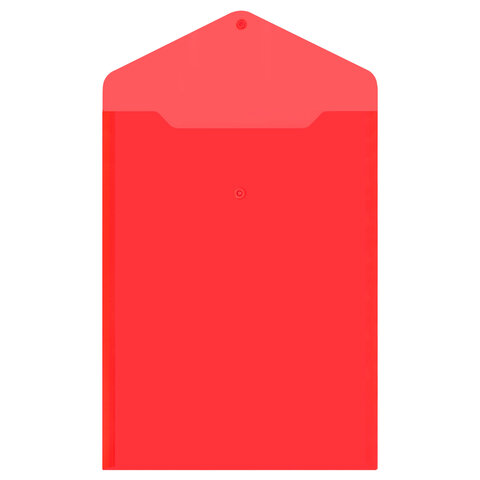 Папка-конверт с кнопкой прозрачная А4 BRAUBERG UNIVERSAL, вертикальная, красная, 0,15 мм, 273077