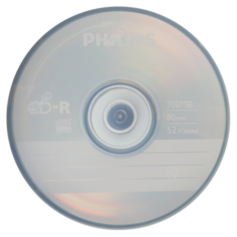Диски CD-R PHILIPS, 700 Мб, 52x, Cake Box (упаковка на шпиле), КОМПЛЕКТ 50 шт., CR7D5SB50/97