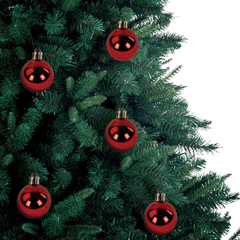 Шары ёлочные 30 шт., 4 см, "Solid Color", пластик, КРАСНЫЕ, глянец, ЗОЛОТАЯ СКАЗКА, 592496