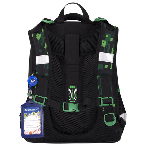 Ранец BRAUBERG PREMIUM, 2 отделения, с брелоком, "Digital spider", LED-ЛАМПОЧКИ, 38х29х16 см, 273101