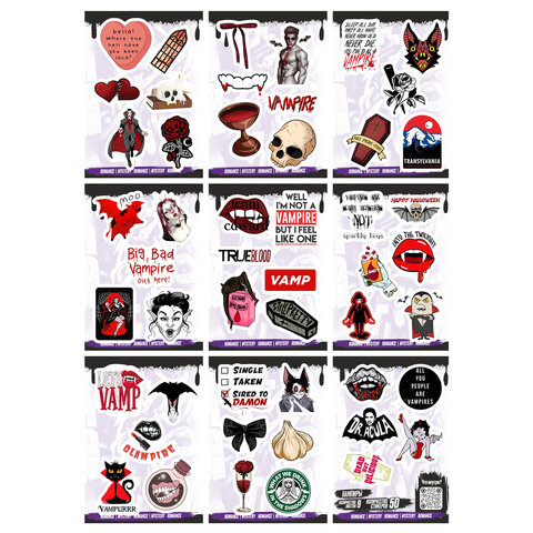 Наклейки виниловые, 44-50 шт., 9 листов, А6, "МОДЕРН", АССОРТИ, NALEPKING