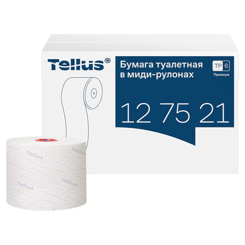 Бумага туалетная 90 м, Tellus/TORK (Система Т6) PREMIUM, КОМПЛЕКТ 27 рулонов, 2-слойная, белая, 127520/127521