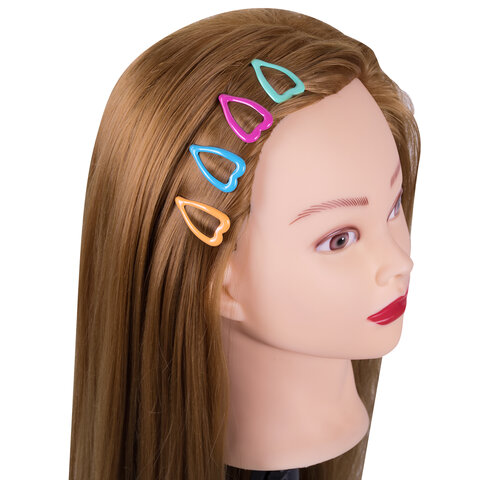 Заколки для волос НАБОР 4 шт., 3,5 см, клик-клак, сердечки, глянцевый, разные цвета, MONTE VITA (МОНТЕ ВИТА), 457082