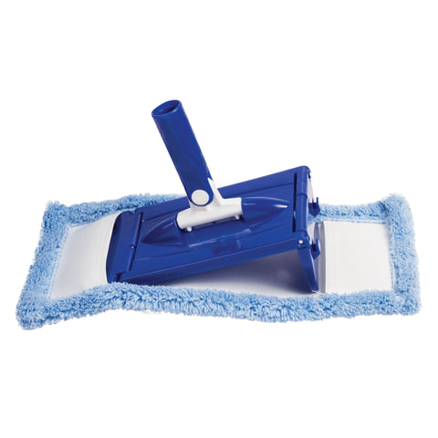 Швабра с отжимом и ведром 18л/8л, центрифуга, отжим педалью, 2 флаундера/насадки круглый и прямоугольный, бело-синий, LAIMA 603625