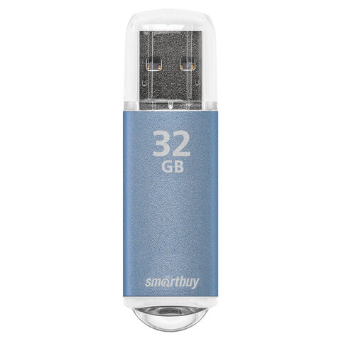 Флеш-диск 32 GB, SMARTBUY V-Cut, USB 2.0, металлический корпус, синий, SB32GBVC-B