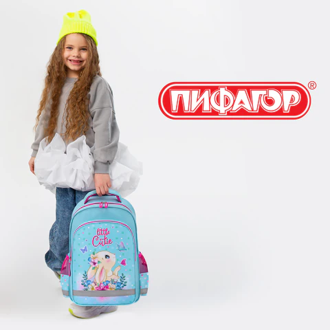 Рюкзак ПИФАГОР SCHOOL, 1 отделение, 3 кармана, "Pretty bunny", 38x28х14 см, 273168