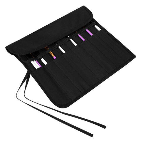 Пенал-скрутка органайзер для кистей и инструментов, 16 ячеек, черный, BRAUBERG ART DEBUT, 272992