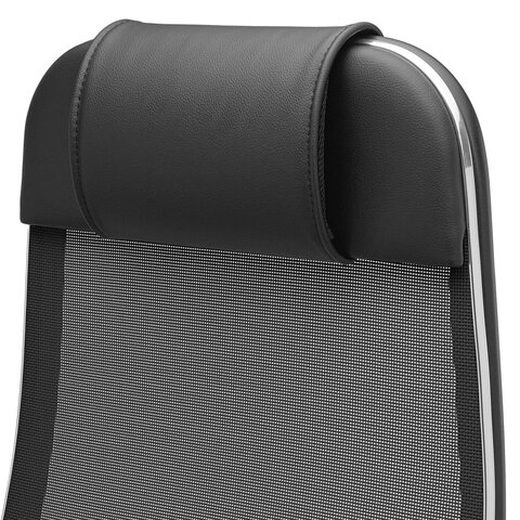 Кресло офисное МЕТТА "К-4-Т" хром, прочная сетка, сиденье и спинка регулируемые, черное