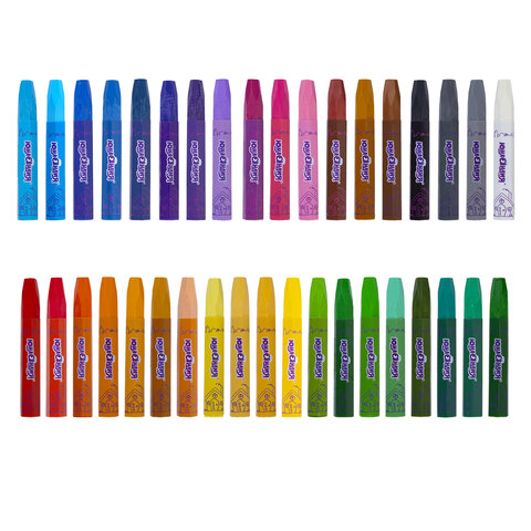 Восковые мелки утолщенные на масляной основе ЮНЛАНДИЯ "ДОМИКИ", 36 цветов, 273092