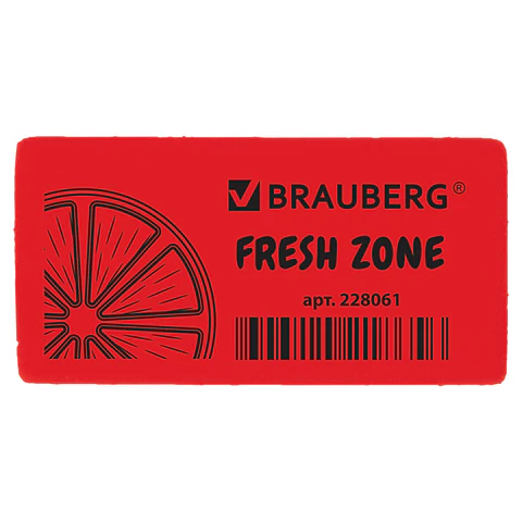 Ластик BRAUBERG "Fresh Zone", 40х20х10 мм, цвет ассорти, прямоугольный, 228061