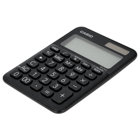 Калькулятор настольный CASIO MS-20UC-BK-W-EC (15х10,5х2,3 см), 12 разрядов, двойное питание
