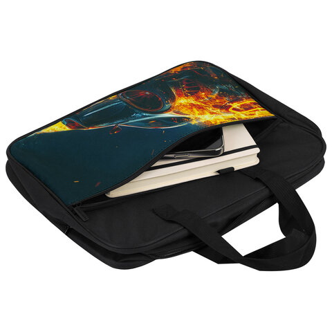 Папка на молнии с ручками BRAUBERG А4, 1 отделение, карман на молнии, 80 мм, "Speed increase", 273312