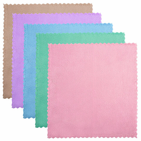 Салфетки из МИКРОФИБРЫ ПЛЮШЕВОЙ 30х30 см, КОМПЛЕКТ 20 шт., PASTEL, ассорти, 250 г/м2, LAIMA HOME, 608444