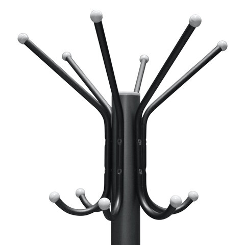 Вешалка-стойка SHT-CR450, 1,86 м, диск 37 см, 6 крючков + 4 дополнительных, металл/мрамор, черная, В1-50