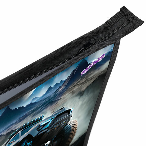 Папка для тетрадей ЮНЛАНДИЯ А4, 1 отделение, пластик, на молнии, "Space driver", 273352