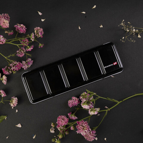 Акварель художественная кюветы НАБОР 24 цвета по 3,5 г, металлический кейс, BRAUBERG ART PREMIERE, 191773