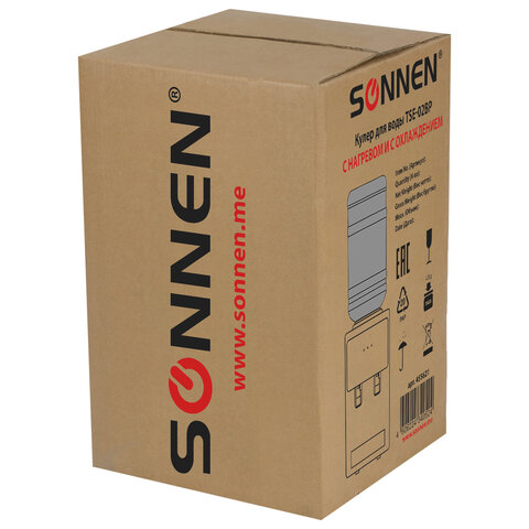 Кулер для воды SONNEN TSE-02BP, настольный, НАГРЕВ/ОХЛАЖДЕНИЕ ЭЛЕКТРОННОЕ, 2 крана, черный/бежевый, 455621