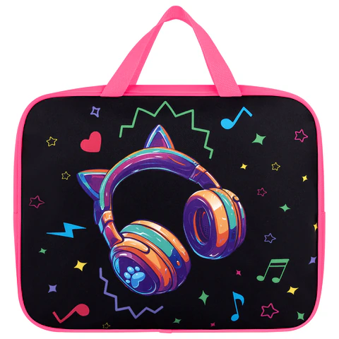 Папка на молнии с ручками BRAUBERG А4, 1 отделение, полиэстер, 80 мм, "Headphones", 273302