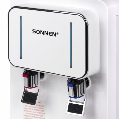 Кулер для воды SONNEN TSE-02W, настольный, НАГРЕВ/ОХЛАЖДЕНИЕ ЭЛЕКТРОННОЕ, 2 крана, белый, 456173