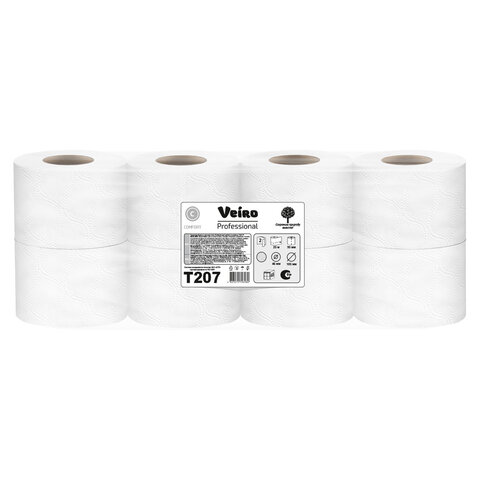 Бумага туалетная 25 м, VEIRO Professional (Система T4), КОМПЛЕКТ 48 шт., Comfort, 2-слойная, T207