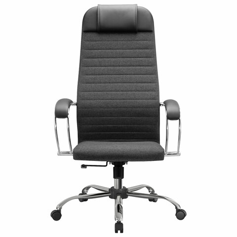 Кресло офисное МЕТТА "К-27" хром, ткань, сиденье и спинка мягкие, серое