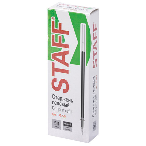 Стержень гелевый STAFF "Basic" GPR-229, 135 мм, ЧЕРНЫЙ, игольчатый узел 0,5 мм, линия 0,35 мм, 170229