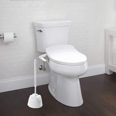 Ершик для унитаза с подставкой, пластик, белый, ЛЮБАША, 603627