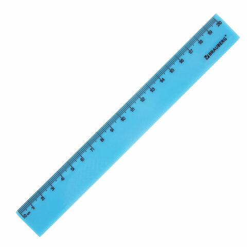 Линейка пластиковая 20 см, BRAUBERG "NEON", ассорти, пакет, 210773