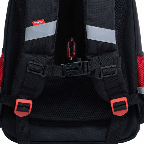 Ранец GRIZZLY анатомическая спинка, c бейджем, для мальчиков, "NIGHT RACE", 36х28х20 см, RAz-287-8/1