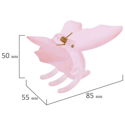 Краб для волос 8,5 см, матовый, розовый, MONTE VITA (МОНТЕ ВИТА), 457015
