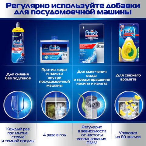 Очиститель для посудомоечных машин 250 мл FINISH, с ароматом лимона, 3077805