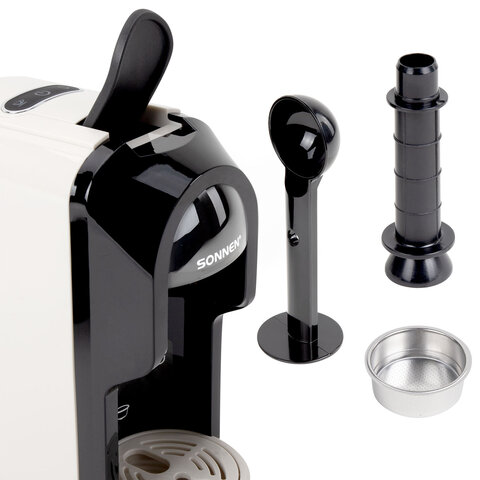 Кофемашина капсульная 3 в 1 для молотого кофе и капсул DOLCE GUSTO и NESPRESSO, SONNEN CM510B, 1450 Вт, 0,6 л, бежевая, 457338