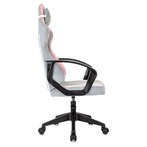 Кресло компьютерное BRABIX "Forcer GM-127", 2 подушки, ткань, розовое/серое, 533215
