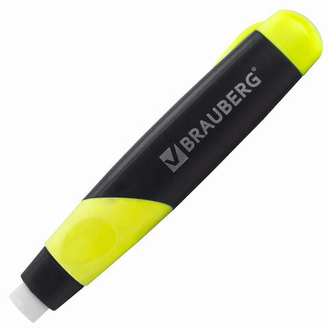 Ластик выдвижной BRAUBERG "REWIND", 112х21х24 мм, белый, пластиковый держатель ассорти, 223593