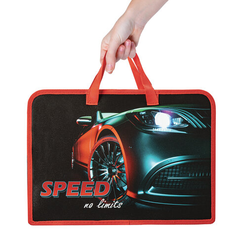 Папка на молнии с ручками ЮНЛАНДИЯ А4, 1 отделение, пластик, ширина 75 мм, "No limits", 270955