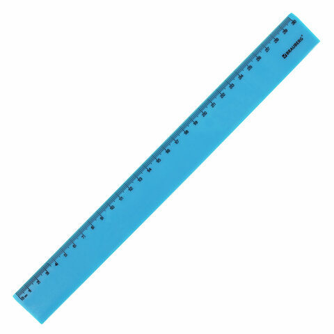 Линейка пластиковая 30 см BRAUBERG "NEON", ассорти, пакет, 210751