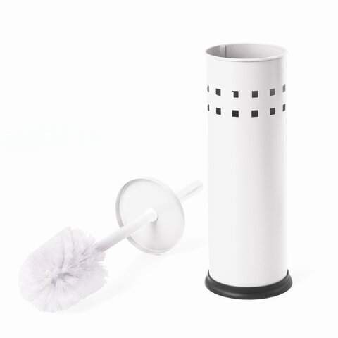Ершик для унитаза с подставкой, металл, белый, глянцевый, LAIMA, 604962