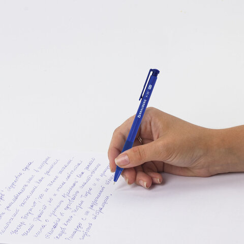 Ручка шариковая автоматическая BRAUBERG A-30 "WRITING 3.0", СИНЯЯ, пишущий узел 0,5 мм, линия письма 0,25 мм, 144339