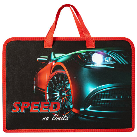 Папка на молнии с ручками ЮНЛАНДИЯ А4, 1 отделение, пластик, ширина 75 мм, "No limits", 270955