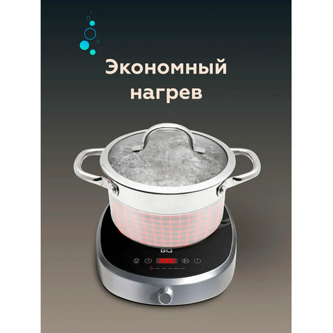 Настольная индукционная плита BQ (БИ-КЬЮ) HP121SS, 2400 Вт, 6 программ, электронное управление, серая, 86189881