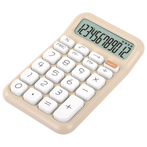 Калькулятор настольный BRAUBERG KW-500-BG (93x148 мм), 3D-кнопки, 12 разрядов, бежевый, 272955
