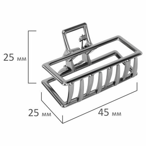 Краб для волос 4,5 см, серебристый, MONTE VITA (МОНТЕ ВИТА), 457018