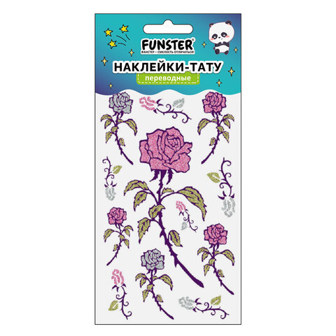 Наклейки-тату переводные "Блестящие", 15,5х9,5 см, ассорти 8 видов, FUNSTER (ФАНСТЕР), 666107