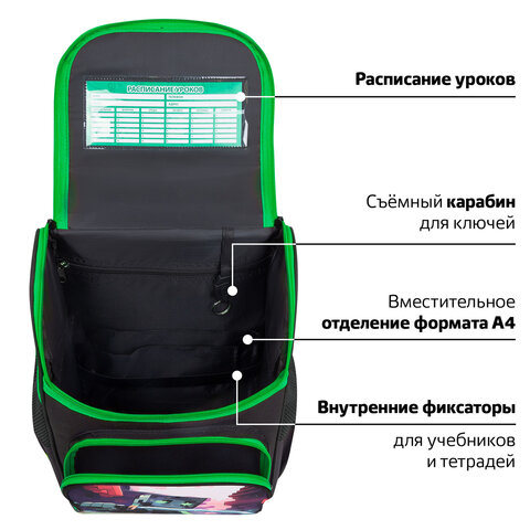 Ранец ПИФАГОР BASIC, 1 отделение, 3 кармана, эргономичная спинка, "Sharp sword", 35х28х18 см, 273138