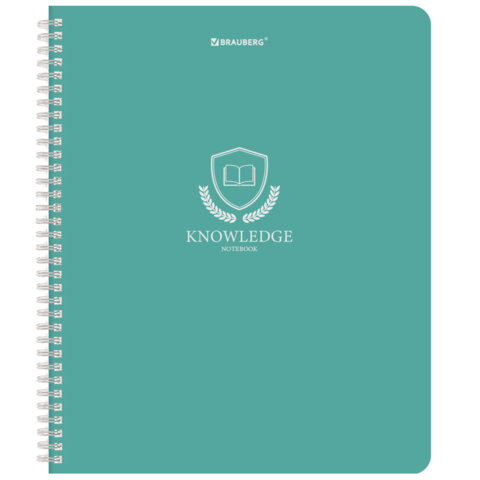 Тетрадь А5, 48 л., BRAUBERG, гребень, клетка, матовая ламинация, "Knowledge" (микс в спайке), 405324