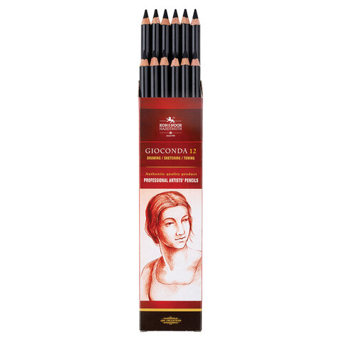 Карандаш угольный KOH-I-NOOR, 1 шт., "Gioconda", корпус черный, средняя твердость, 3,8 мм, 8810002001KS